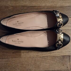 Kate Spade Black Loafers with Gold Buckle